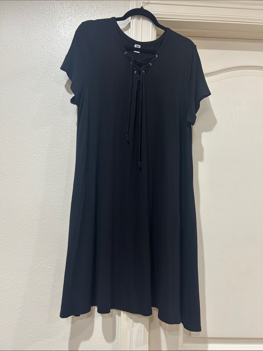 Old Navy Black Lace-Up Short Sleeve dress